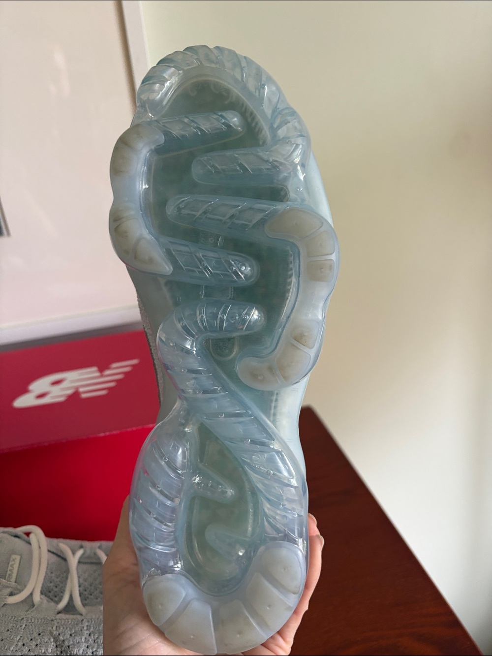Nike White Flyknit VaporMax with Clear Bubble Sole - Picture 3 of 6